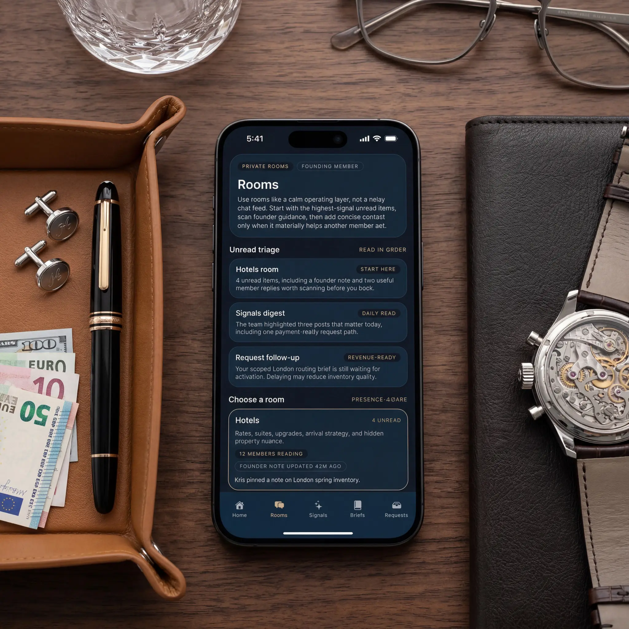 TUS Member App on desk