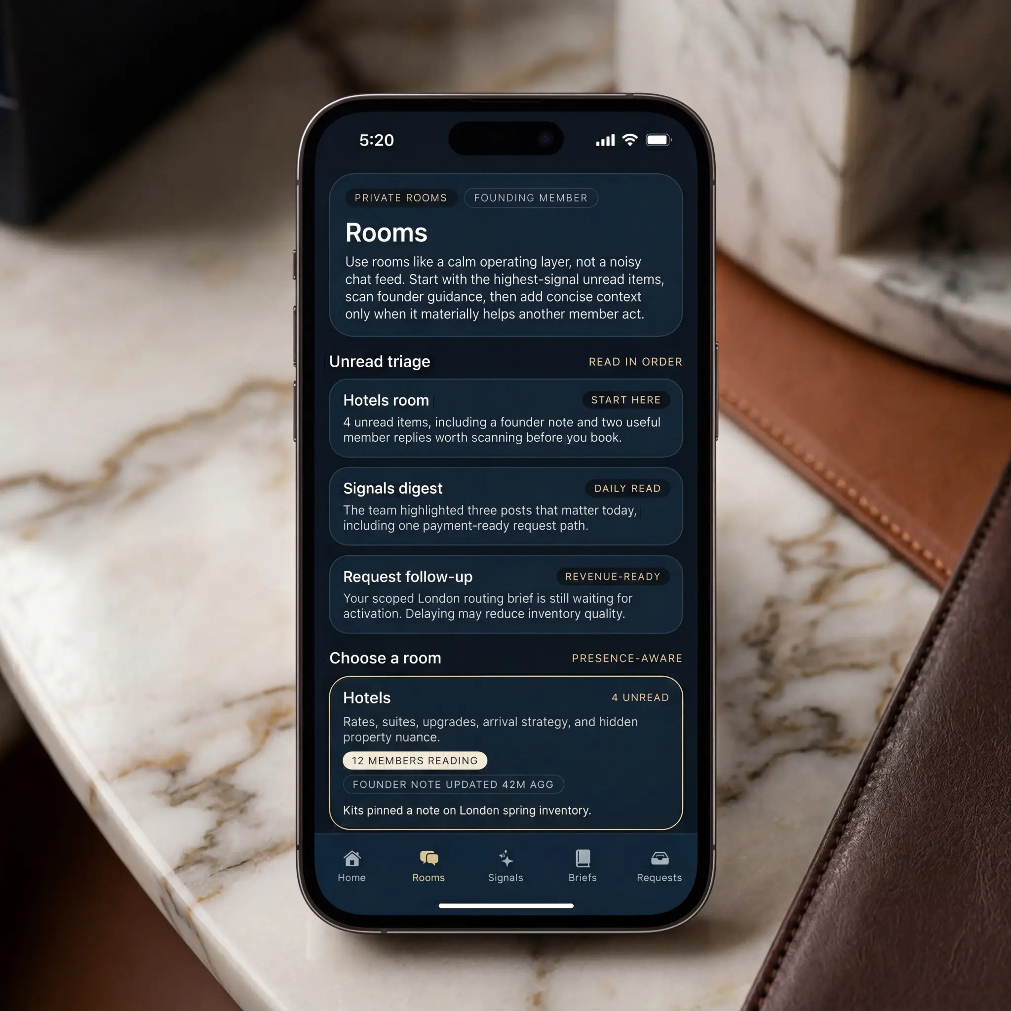 TUS Member App on marble