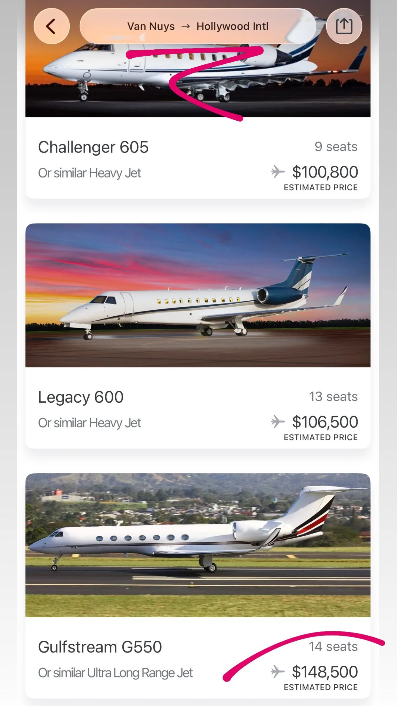 Retail comparison , Gulfstream G550 $148,500