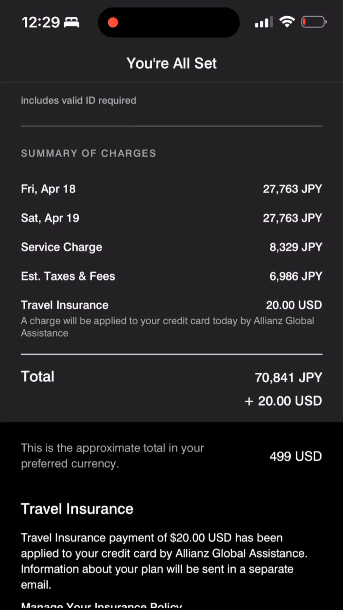 Ritz-Carlton Osaka booking confirmation, You're All Set